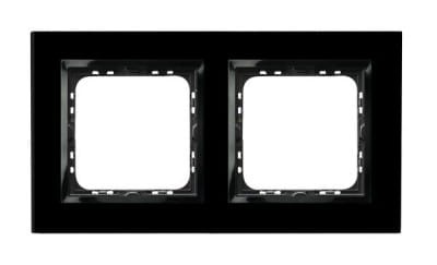 Ramka podwójna Prestige Czarne Szkło 4mm R-2YGC/32/25 Impresja OSPEL 2-podwójna szklana czarna