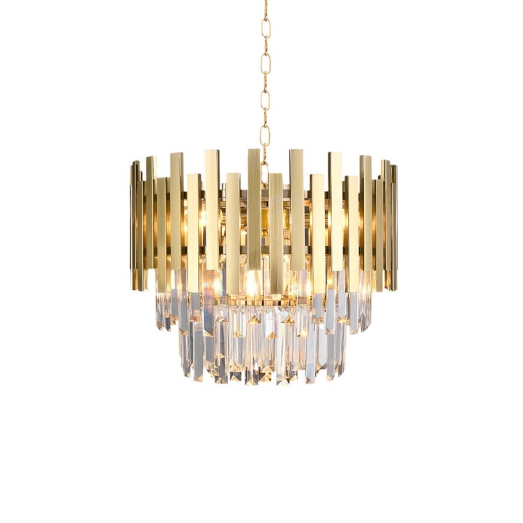 Lampa sufitowa wisząca żyrandol ASPEN GOLD 6xE14 ML5999 Milagro 6x E14 45cm nowoczesna oprawa oświetleniowa okrągła kryształy kryształ złoty złota zwis Inspiracje Premium