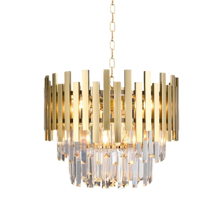 Lampa sufitowa wisząca żyrandol ASPEN GOLD 6xE14 ML5999 Milagro 6x E14 45cm nowoczesna oprawa oświetleniowa okrągła kryształy kryształ złoty złota zwis Inspiracje Premium