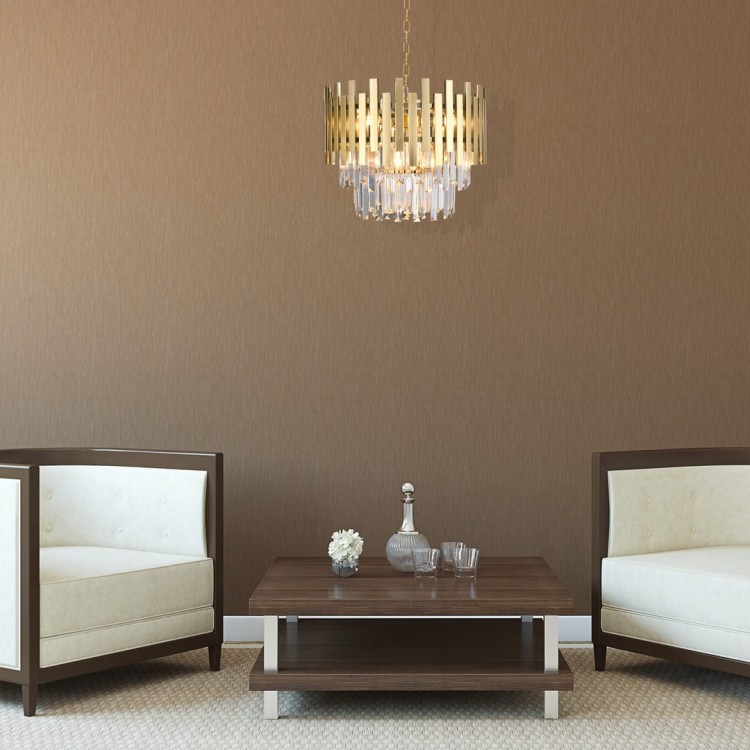 Lampa sufitowa wisząca żyrandol ASPEN GOLD 6xE14 ML5999 Milagro 6x E14 45cm nowoczesna oprawa oświetleniowa okrągła kryształy kryształ złoty złota zwis Inspiracje Premium