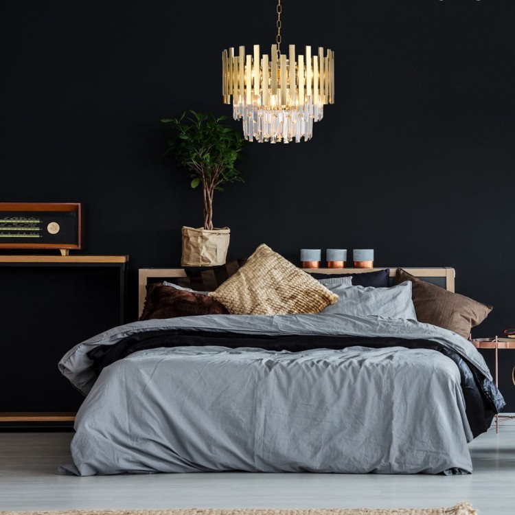 Lampa sufitowa wisząca żyrandol ASPEN GOLD 6xE14 ML5999 Milagro 6x E14 45cm nowoczesna oprawa oświetleniowa okrągła kryształy kryształ złoty złota zwis Inspiracje Premium