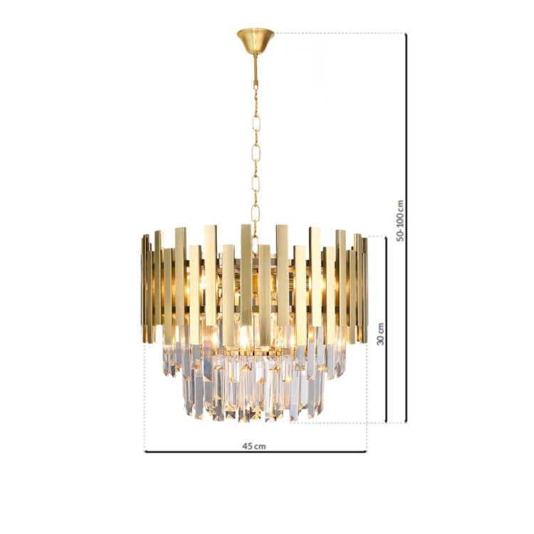 Lampa sufitowa wisząca żyrandol ASPEN GOLD 6xE14 ML5999 Milagro 6x E14 45cm nowoczesna oprawa oświetleniowa okrągła kryształy kryształ złoty złota zwis Inspiracje Premium