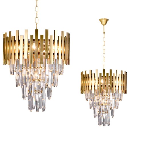 Lampa sufitowa wisząca żyrandol ASPEN II GOLD 9xE14 ML6000 Milagro 9x E14 45cm nowoczesna oprawa oświetleniowa okrągła kryształy kryształ złoty złota zwis Inspiracje Premium