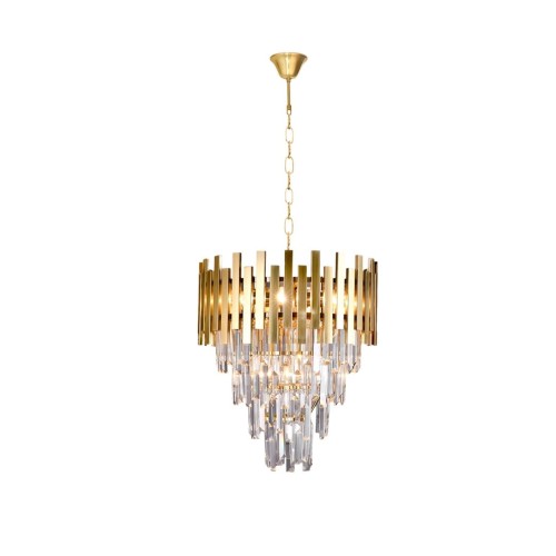Lampa sufitowa wisząca żyrandol ASPEN II GOLD 9xE14 ML6000 Milagro 9x E14 45cm nowoczesna oprawa oświetleniowa okrągła kryształy kryształ złoty złota zwis Inspiracje Premium
