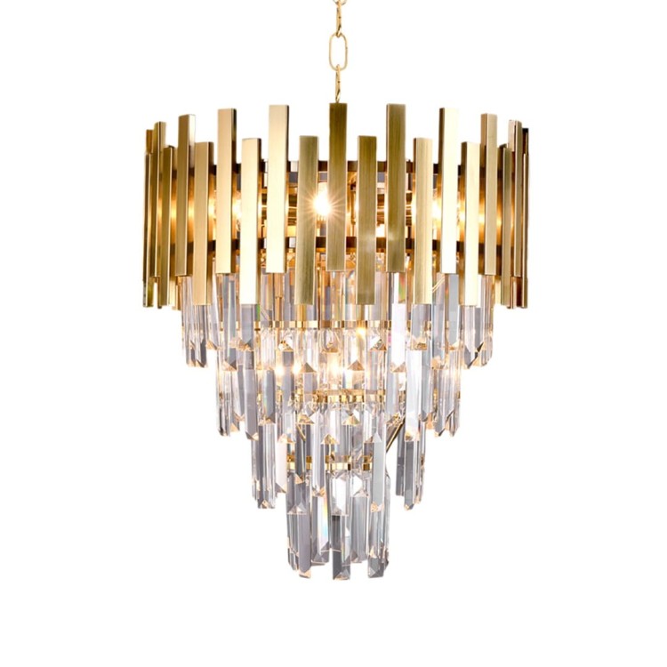 Lampa sufitowa wisząca żyrandol ASPEN II GOLD 9xE14 ML6000 Milagro 9x E14 45cm nowoczesna oprawa oświetleniowa okrągła kryształy kryształ złoty złota zwis Inspiracje Premium