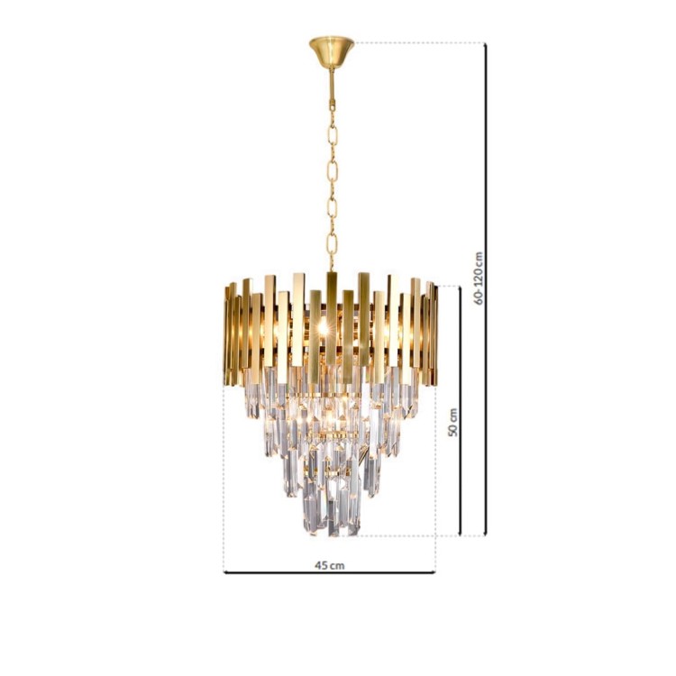 Lampa sufitowa wisząca żyrandol ASPEN II GOLD 9xE14 ML6000 Milagro 9x E14 45cm nowoczesna oprawa oświetleniowa okrągła kryształy kryształ złoty złota zwis Inspiracje Premium
