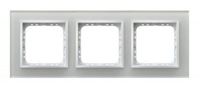 Ramka potrójna Prestige Białe Szkło 4mm R-3YGC/31/00 Impresja OSPEL 3-potrójna szklana biała