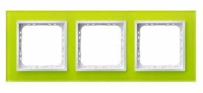 Ramka potrójna Prestige Limonka Szkło 4mm R-3YGC/60/00 Impresja OSPEL 3-potrójna szklana limonkowa