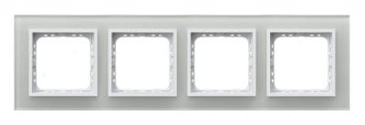 Ramka poczwórna Prestige Białe Szkło 4mm R-4YGC/31/00 Impresja OSPEL 4-poczwórna szklana biała