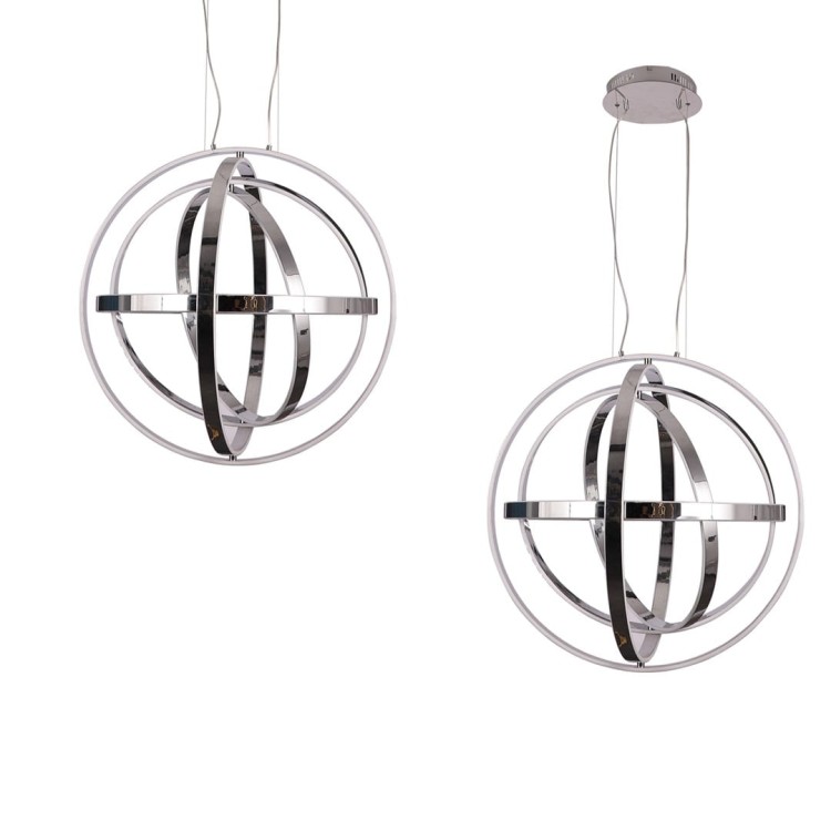 Lampa sufitowa wisząca fale Industrialna Loft COPERNICUS CHROME 260W LED ML6149 Milagro 3000K 85cm nowoczesna oprawa oświetleniowa wyginana metal żyrandol chrom zwis Inspiracje Premium