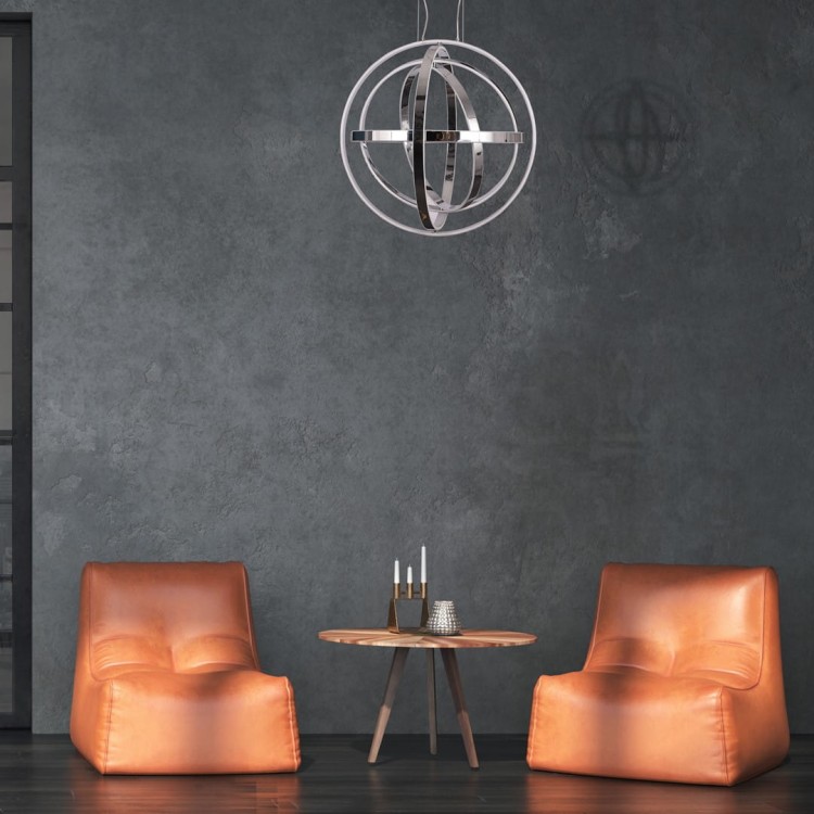 Lampa sufitowa wisząca fale Industrialna Loft COPERNICUS CHROME 260W LED ML6149 Milagro 3000K 85cm nowoczesna oprawa oświetleniowa wyginana metal żyrandol chrom zwis Inspiracje Premium