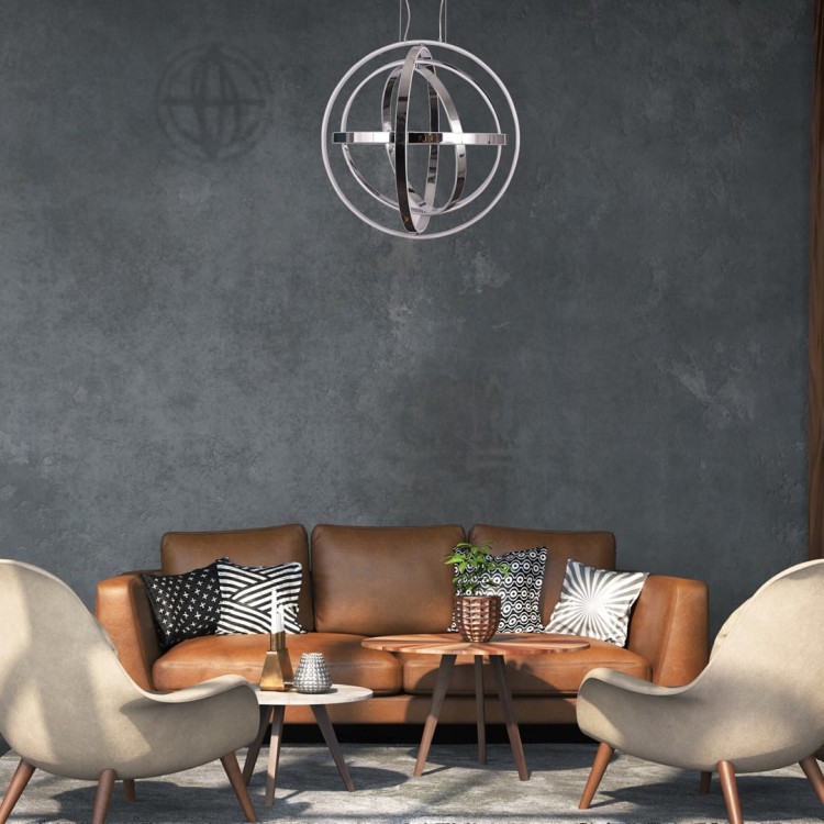 Lampa sufitowa wisząca fale Industrialna Loft COPERNICUS CHROME 260W LED ML6149 Milagro 3000K 85cm nowoczesna oprawa oświetleniowa wyginana metal żyrandol chrom zwis Inspiracje Premium