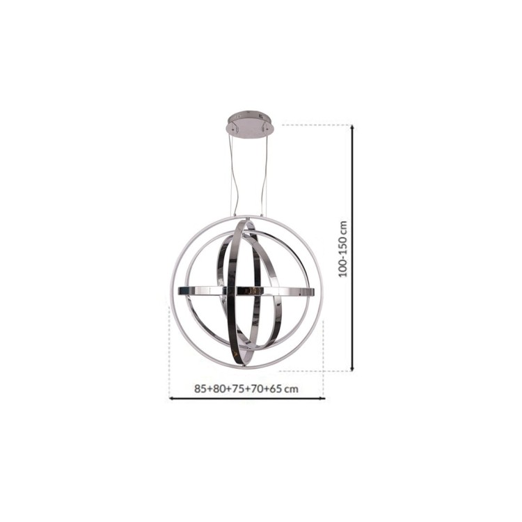 Lampa sufitowa wisząca fale Industrialna Loft COPERNICUS CHROME 260W LED ML6149 Milagro 3000K 85cm nowoczesna oprawa oświetleniowa wyginana metal żyrandol chrom zwis Inspiracje Premium