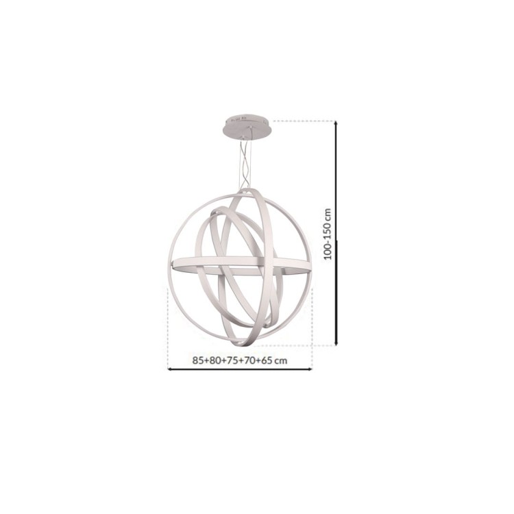 Lampa sufitowa wisząca fale Industrialna Loft COPERNICUS CHROME 260W LED ML6149 Milagro 3000K 85cm nowoczesna oprawa oświetleniowa wyginana metal żyrandol biały biała zwis Inspiracje Premium