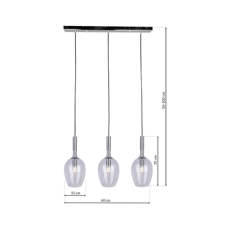Lampa wisząca TANGO CLEAR 3xE14 ML6164 Milagro