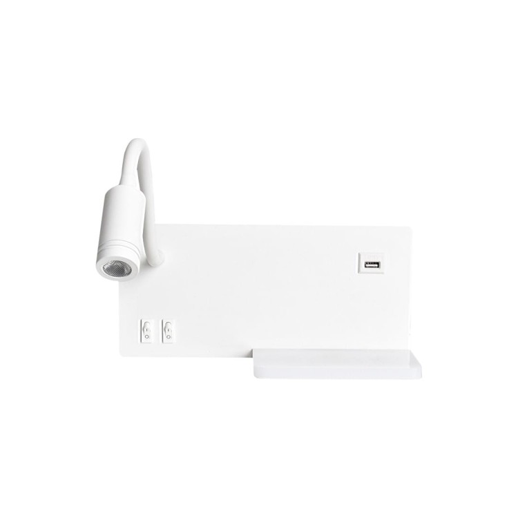 Lampa nocna z półką SHELF WHITE LED 4W+5W+2W lewa ML6343 Milagro