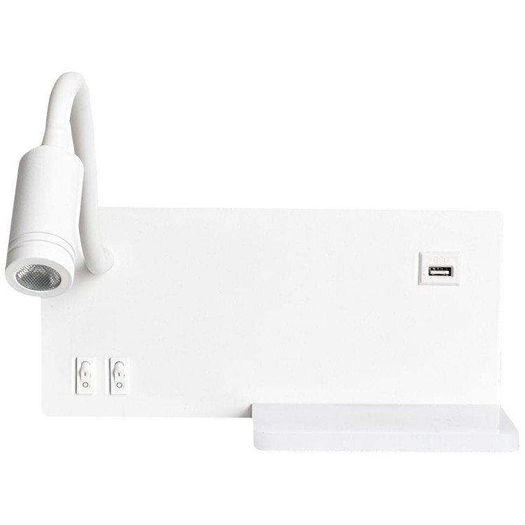 Lampa nocna z półką SHELF WHITE LED 4W+5W+2W lewa ML6343 Milagro