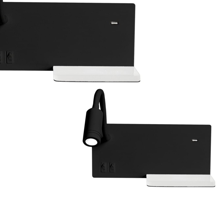 Lampa nocna z półką SHELF BLACK LED 4W+5W+2W ML6344 Milagro