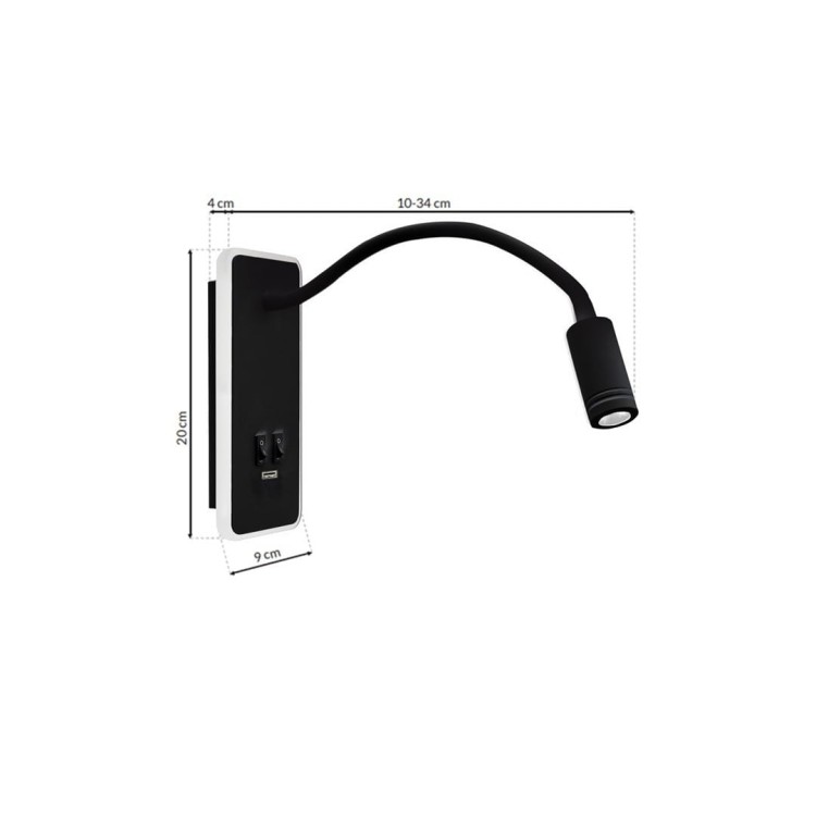 Lampka nocna BASE 8W+2W BLACK ML63500 Milagro