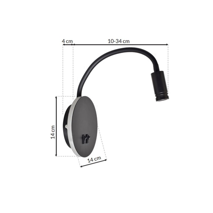 Lampka nocna BASE 8W+2W BLACK ML6354 Milagro