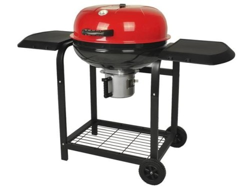 Grill ogrodowy okrągły z pokrywą i termometrem 00003247 Kaminer czerwony