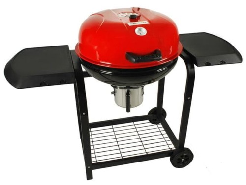 Grill ogrodowy okrągły z pokrywą i termometrem 00003247 Kaminer czerwony