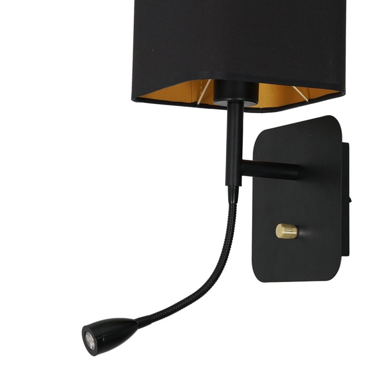 Kinkiet NAPOLI BLACK/GOLD 1xE27 + 1W LED ML6366 Milagro