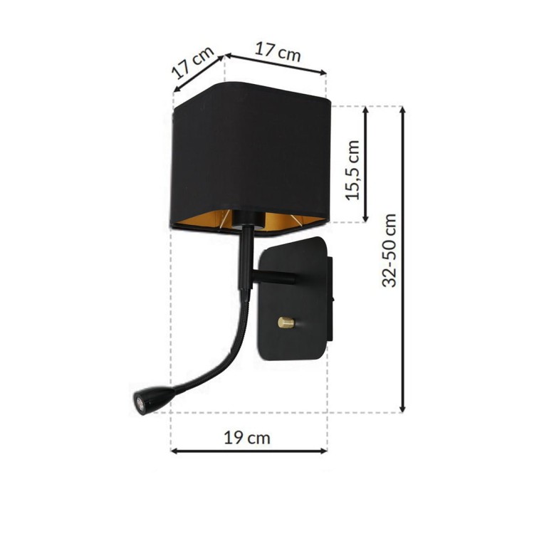 Kinkiet NAPOLI BLACK/GOLD 1xE27 + 1W LED ML6366 Milagro