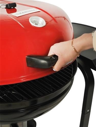 Grill ogrodowy okrągły z pokrywą i termometrem 00003247 Kaminer czerwony