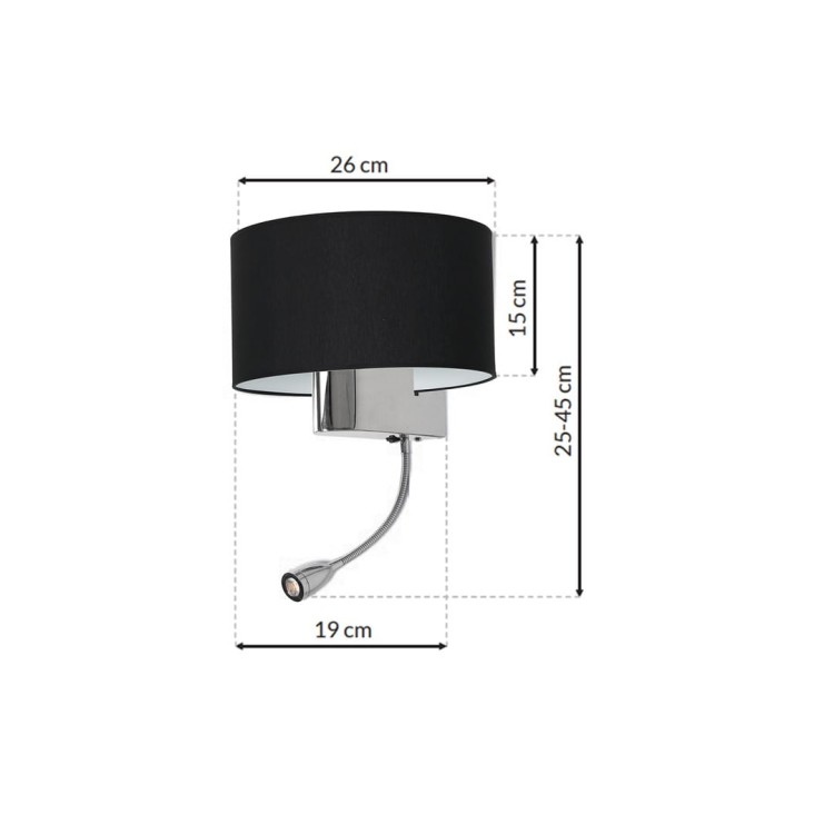Kinkiet CASINO BLACK/CHROME 1xE27 + 1W LED ML6378 Milagro