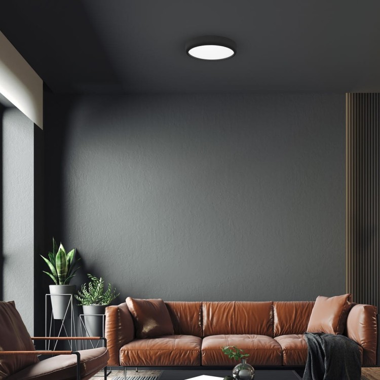 Plafoniera Plafon GEA BLACK 36W LED 390mm ML6394 Milagro z pilotem do salonu sypialni korytarza jadalni oprawa lampa sufitowa nowoczesna oświetleniowa czarny czarna barwa zmienna zimna neutralna biała dzienna Inspiracje Premium