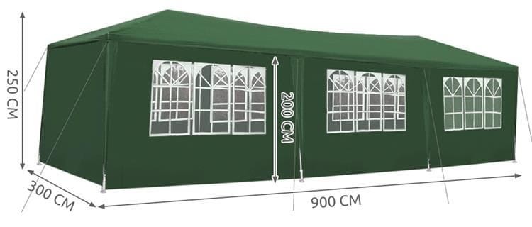 Pawilon namiot Ogrodowy Handlowy 3x9m Zielony P5523 Malatec 3x9 m rozkładany 8 ścianek