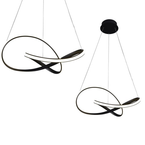 Lampa sufitowa wisząca fale Industrialna Loft CAPPIO BLACK 36W LED ML6771 Milagro 4000K 60cm nowoczesna oprawa oświetleniowa wyginana metal żyrandol czarny czarna zwis Inspiracje Premium
