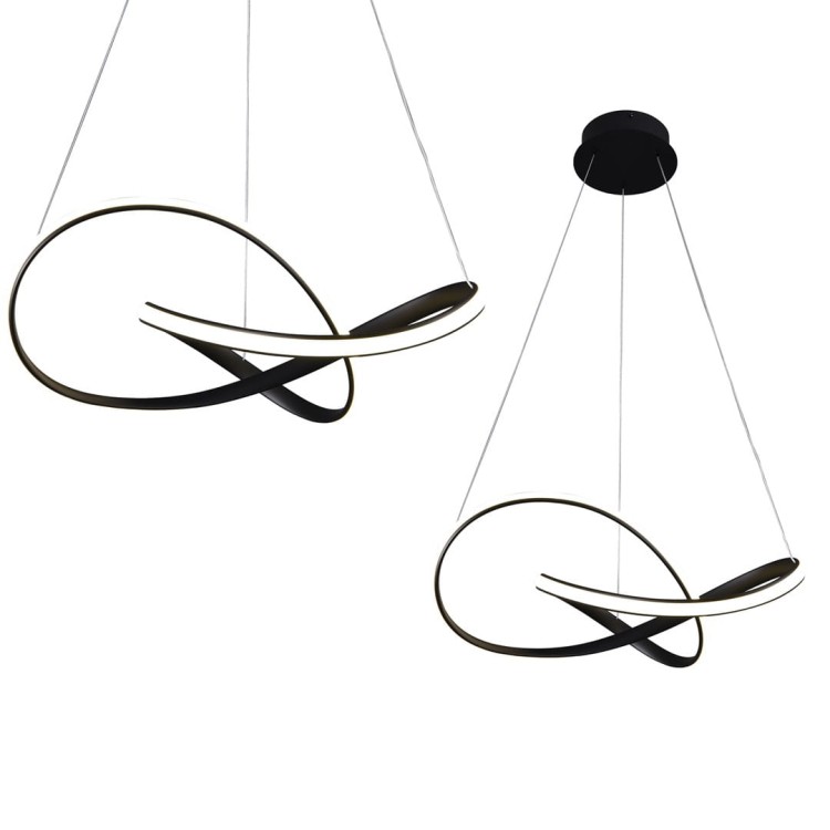 Lampa sufitowa wisząca fale Industrialna Loft CAPPIO BLACK 36W LED ML6771 Milagro 4000K 60cm nowoczesna oprawa oświetleniowa wyginana metal żyrandol czarny czarna zwis Inspiracje Premium