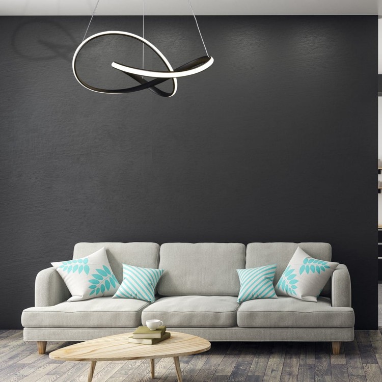 Lampa sufitowa wisząca fale Industrialna Loft CAPPIO BLACK 36W LED ML6771 Milagro 4000K 60cm nowoczesna oprawa oświetleniowa wyginana metal żyrandol czarny czarna zwis Inspiracje Premium