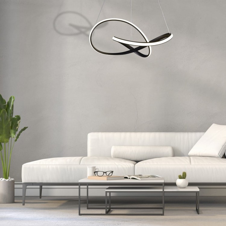 Lampa sufitowa wisząca fale Industrialna Loft CAPPIO BLACK 36W LED ML6771 Milagro 4000K 60cm nowoczesna oprawa oświetleniowa wyginana metal żyrandol czarny czarna zwis Inspiracje Premium