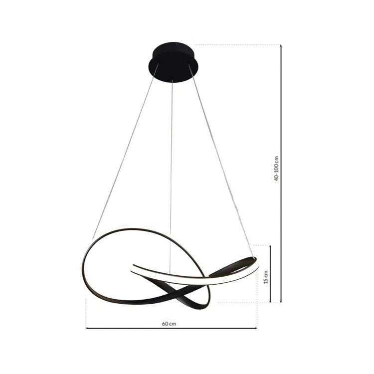 Lampa sufitowa wisząca fale Industrialna Loft CAPPIO BLACK 36W LED ML6771 Milagro 4000K 60cm nowoczesna oprawa oświetleniowa wyginana metal żyrandol czarny czarna zwis Inspiracje Premium