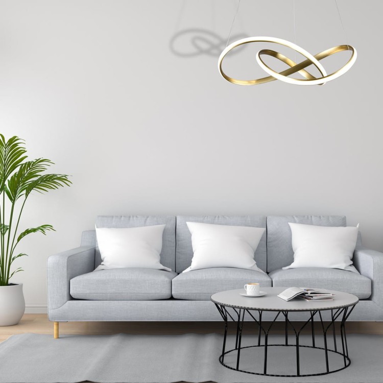 Lampa sufitowa wisząca fale Industrialna Loft CAPPIO GOLD 36W LED ML6772 Milagro 4000K 60cm nowoczesna oprawa oświetleniowa wyginana metal żyrandol złoty złota zwis Inspiracje Premium