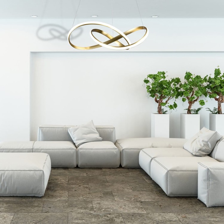 Lampa sufitowa wisząca fale Industrialna Loft CAPPIO GOLD 36W LED ML6772 Milagro 4000K 60cm nowoczesna oprawa oświetleniowa wyginana metal żyrandol złoty złota zwis Inspiracje Premium