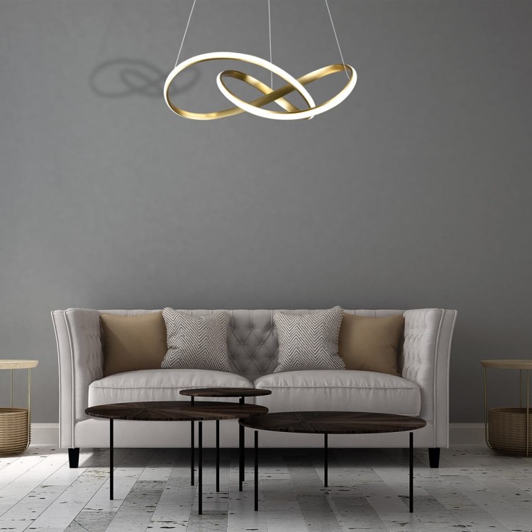 Lampa sufitowa wisząca fale Industrialna Loft CAPPIO GOLD 36W LED ML6772 Milagro 4000K 60cm nowoczesna oprawa oświetleniowa wyginana metal żyrandol złoty złota zwis Inspiracje Premium