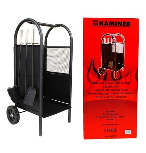 Wózek na drewno kominkowe z przyborami akcesoriami PK002 Kaminer
