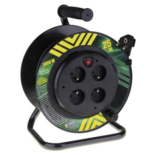 Przedłużacz bębnowy otwarty 4 gniazda 25m zwijany 3x1,5 nieruchomy środek P19425P Emos