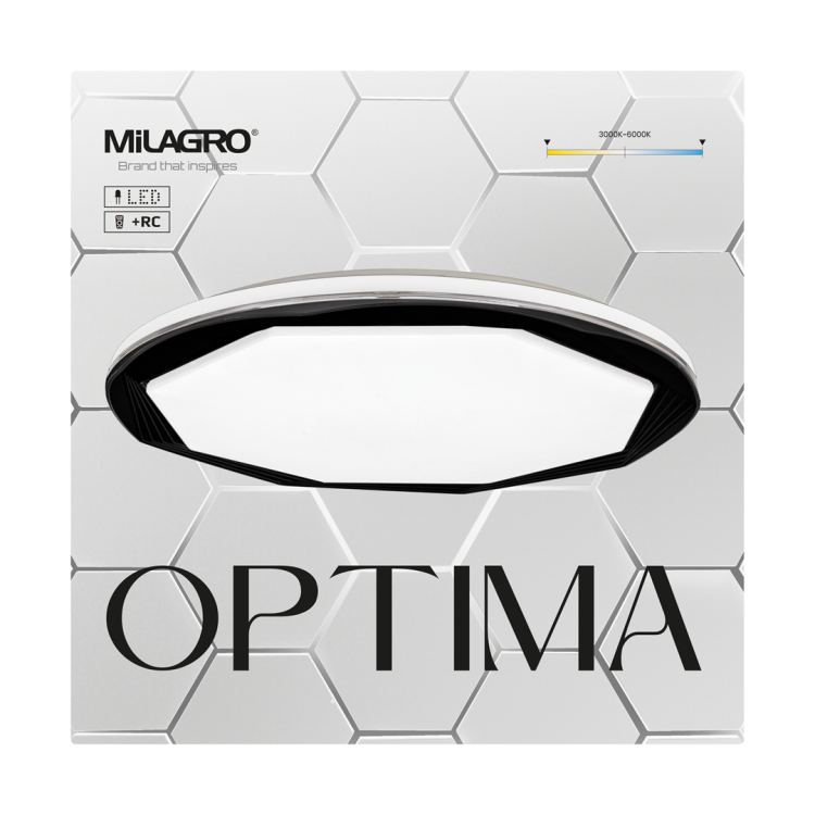 Plafoniera Plafon OPTIMA BLACK 52W LED 480mm ML7053 Milagro z pilotem do salonu sypialni korytarza jadalni oprawa lampa sufitowa nowoczesna oświetleniowa czarny czarna barwa zmienna zimna neutralna biała dzienna Inspiracje Premium