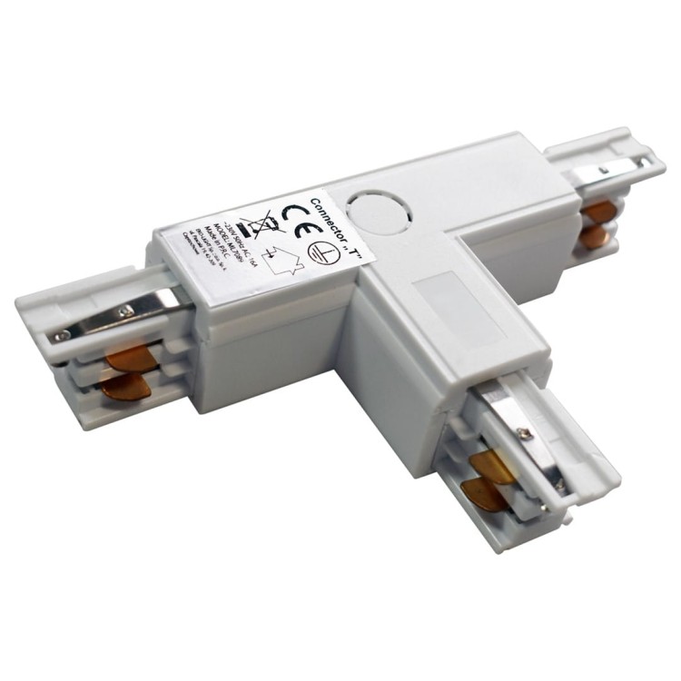 Łącznik Lampy Track Light Biały 3-obwodowy Typ: T DL ML7089 Eko-Light na Szynoprzewód 3F do szynoprzewodu