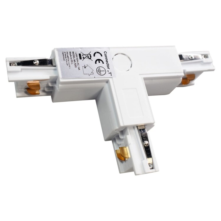 Łącznik Lampy Track Light Biały 3-obwodowy Typ: T UR ML7095 Eko-Light na Szynoprzewód 3F do szynoprzewodu