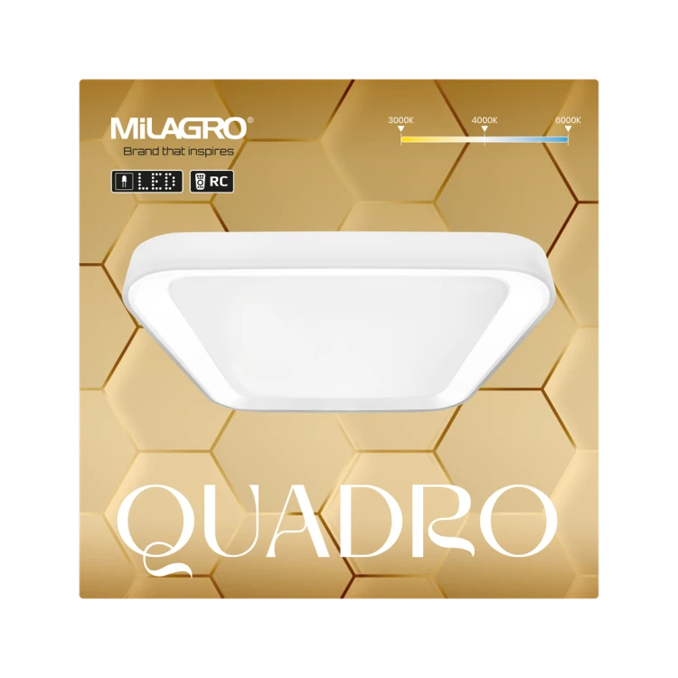 Plafoniera Plafon QUADRO WHITE 38W ML7928 Milagro z pilotem do salonu sypialni korytarza jadalni oprawa lampa sufitowa nowoczesna oświetleniowa biały biała barwa zmienna zimna neutralna biała dzienna ciepła Inspiracje Premium