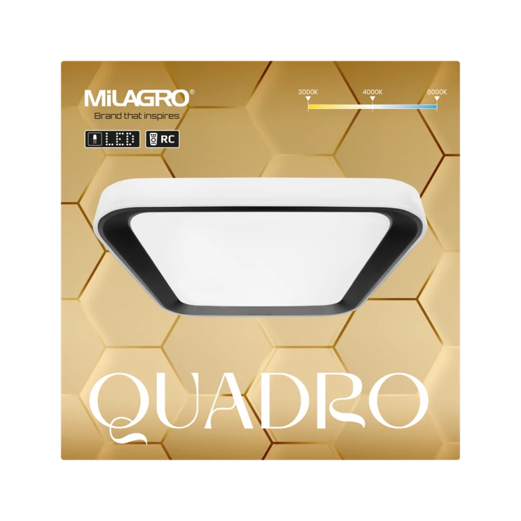 Plafoniera Plafon QUADRO BLACK 38W ML7929 Milagro z pilotem do salonu sypialni korytarza jadalni oprawa lampa sufitowa nowoczesna oświetleniowa czarny czarna barwa zmienna zimna neutralna biała dzienna ciepła Inspiracje Premium
