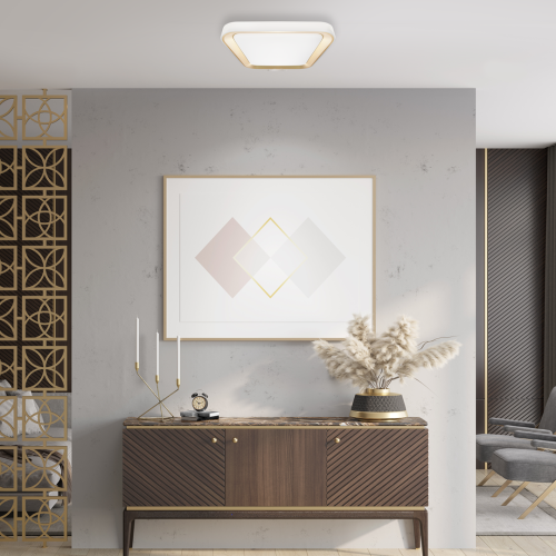 Plafoniera Plafon QUADRO GOLD 38W ML7930 Milagro z pilotem do salonu sypialni korytarza jadalni oprawa lampa sufitowa nowoczesna oświetleniowa złoty złota barwa zmienna zimna neutralna biała dzienna ciepła Inspiracje Premium