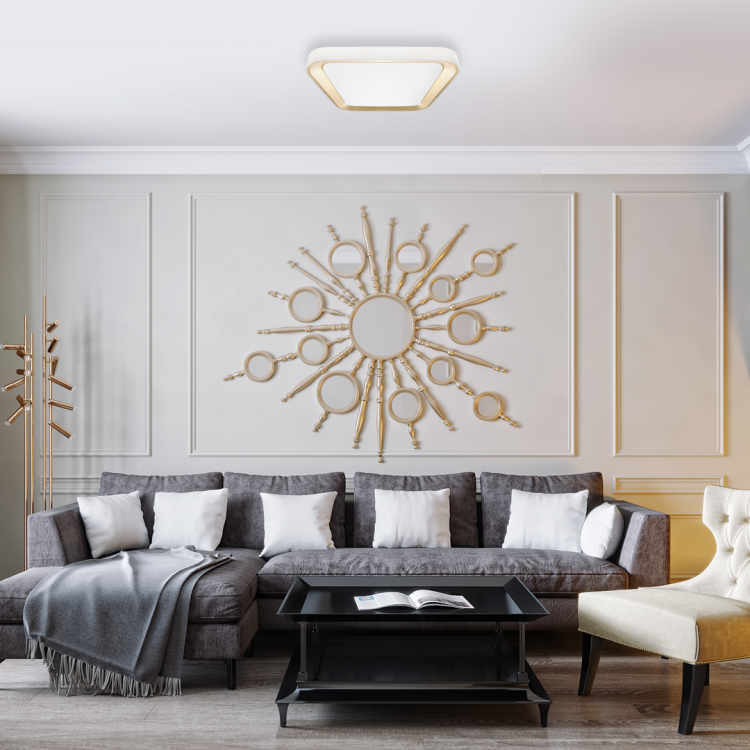 Plafoniera Plafon QUADRO GOLD 38W ML7930 Milagro z pilotem do salonu sypialni korytarza jadalni oprawa lampa sufitowa nowoczesna oświetleniowa złoty złota barwa zmienna zimna neutralna biała dzienna ciepła Inspiracje Premium