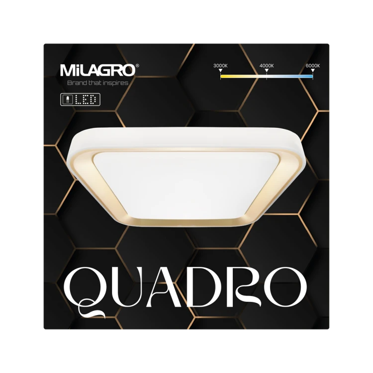 Plafoniera Plafon QUADRO GOLD 38W ML7930 Milagro z pilotem do salonu sypialni korytarza jadalni oprawa lampa sufitowa nowoczesna oświetleniowa złoty złota barwa zmienna zimna neutralna biała dzienna ciepła Inspiracje Premium